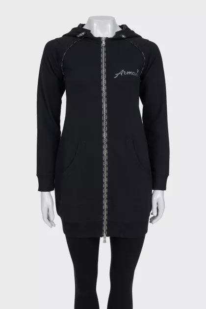 Long zip-up sweatshirt