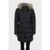 Down jacket with a fur-decorated hood