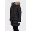 Down jacket with a fur-decorated hood