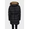 Down jacket with a fur-decorated hood