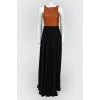 Floor-length dress with leather bodice