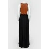 Floor-length dress with leather bodice