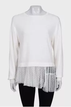 Jumper decorated with a transparent frill
