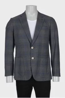 Men's wool jacket with a check print