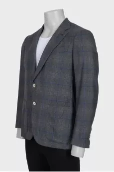 Men's wool jacket with a check print