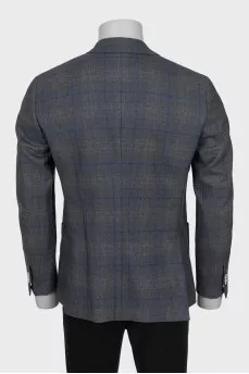 Men's wool jacket with a check print