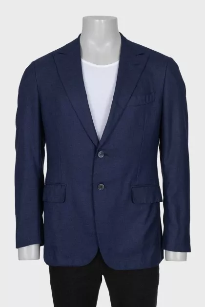 Men's blue silk and cashmere jacket