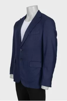 Men's blue silk and cashmere jacket