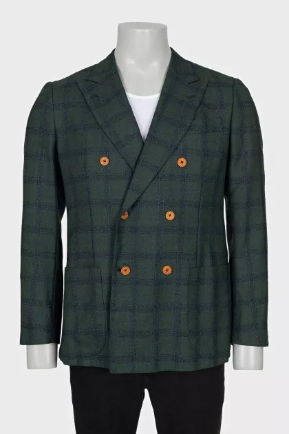 Men's green checkered jacket