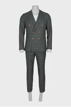 Men's green checkered suit