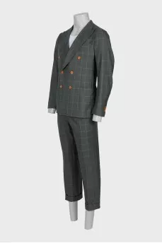 Men's green checkered suit