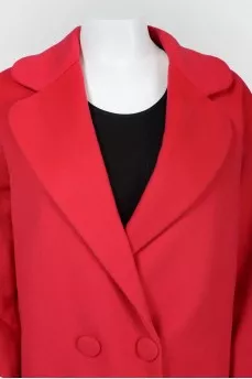 Комбинированное двубортное пальто на кнопках