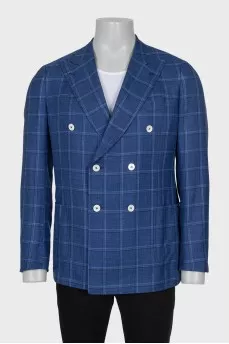 Men's blue double-breasted jacket