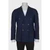 Men's blue double-breasted wool jacket