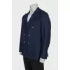Men's blue double-breasted wool jacket