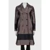 Double-breasted straight-cut coat with trim