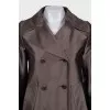 Double-breasted straight-cut coat with trim