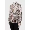 Semi-sheer printed tie-up blouse