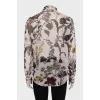 Semi-sheer printed tie-up blouse