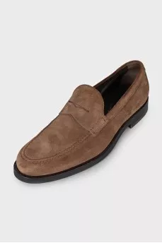 Чоловічі лофери з коричневої замші