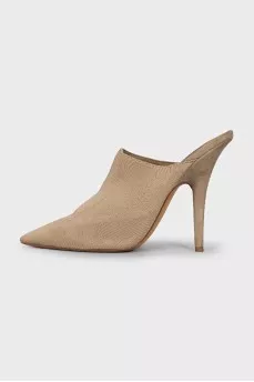 Textile mules with heels