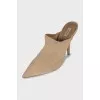 Textile mules with heels
