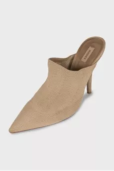Textile mules with heels