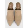 Textile mules with heels