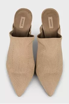 Textile mules with heels