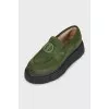 Insulated green suede loafers