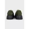 Insulated green suede loafers