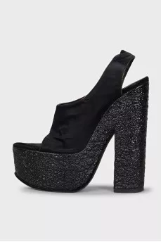 Black high platform sandals