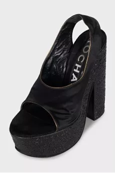 Black high platform sandals