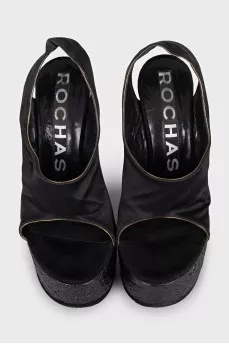 Black high platform sandals