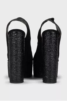 Black high platform sandals