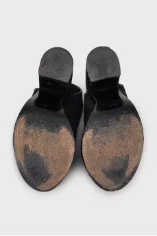 Black high platform sandals