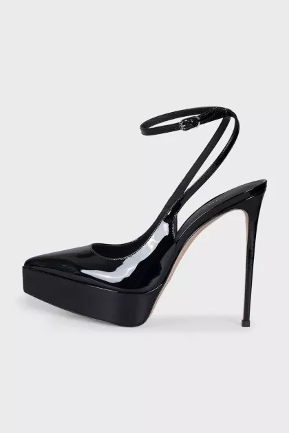 Patent leather slingbacks with high heels