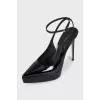 Patent leather slingbacks with high heels