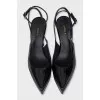 Patent leather slingbacks with high heels