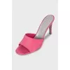 Pink suede heeled mules