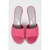 Pink suede heeled mules