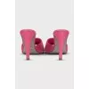 Pink suede heeled mules