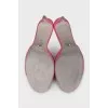 Pink suede heeled mules