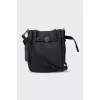 Grained leather bucket bag