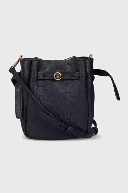 Grained leather bucket bag