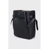 Grained leather bucket bag