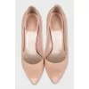 Pink leather high heels
