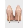 Pink leather high heels