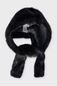 Fur hat with ties