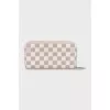 Beige canvas wallet with signature print